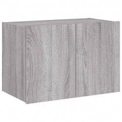 Ścienna szafka TV z LED, szary dąb sonoma, 60x35x41 cm