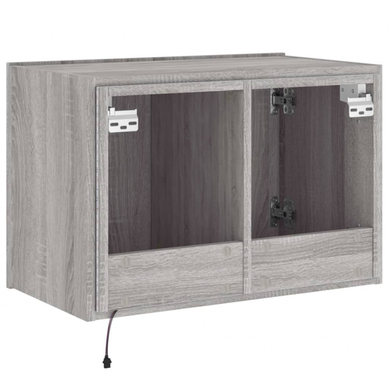 Ścienna szafka TV z LED, szary dąb sonoma, 60x35x41 cm