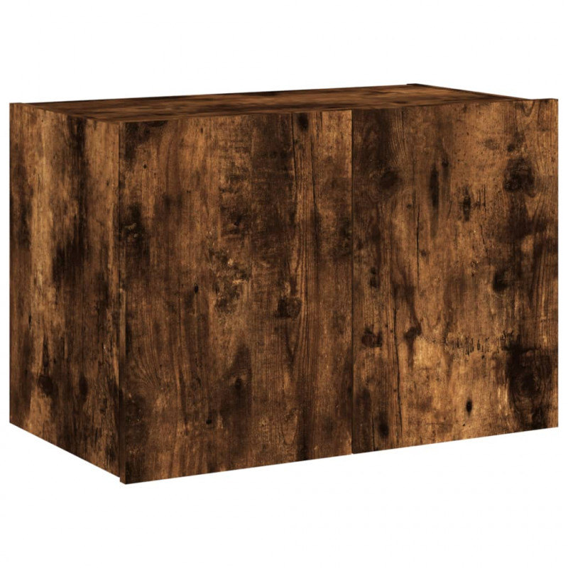 Ścienna szafka TV z LED, przydymiony dąb, 60x35x41 cm