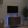 Ścienna szafka TV z LED, przydymiony dąb, 60x35x41 cm