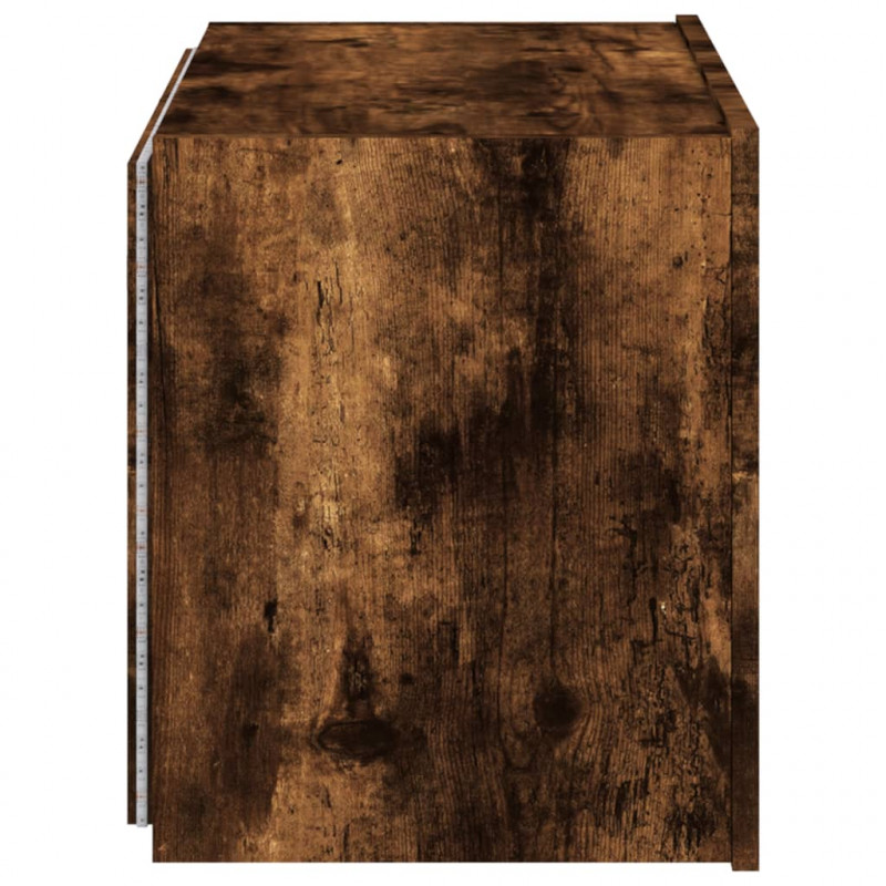 Ścienna szafka TV z LED, przydymiony dąb, 60x35x41 cm