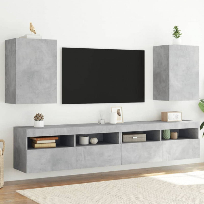 Ścienne szafki TV, 2 szt., szarość betonu, 40,5x30x60 cm