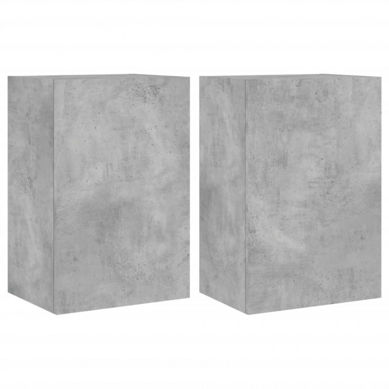 Ścienne szafki TV, 2 szt., szarość betonu, 40,5x30x60 cm