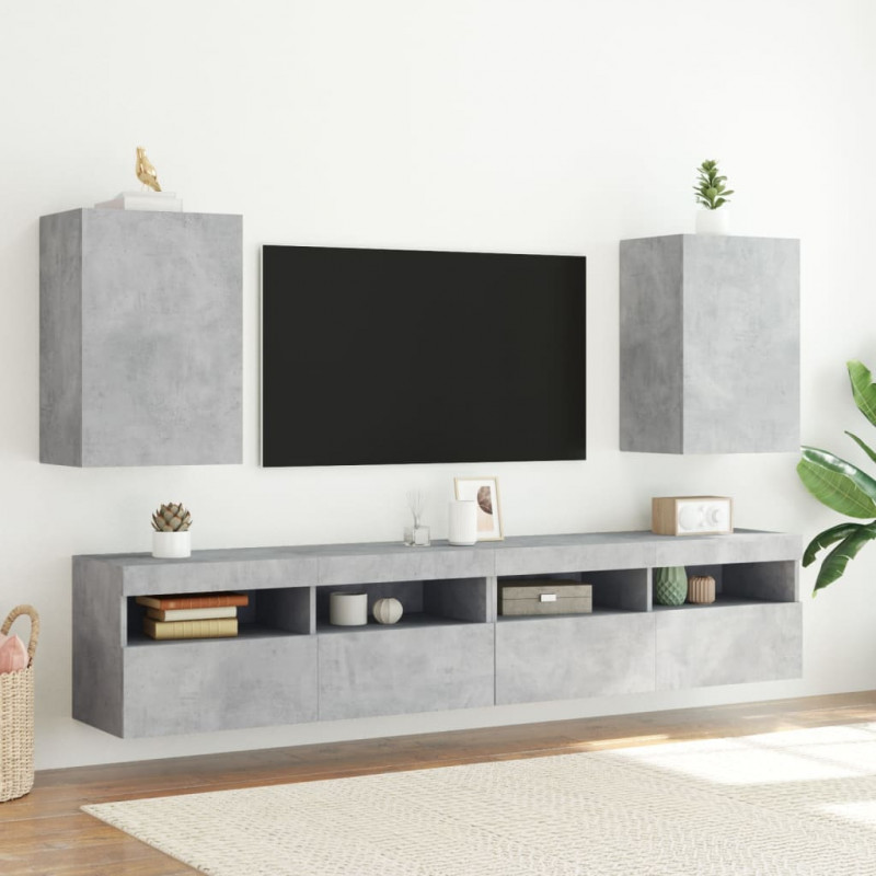 Ścienne szafki TV, 2 szt., szarość betonu, 40,5x30x60 cm