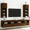 Szafki TV, z LED, 2 szt., brązowy dąb, 30,5x30x90 cm