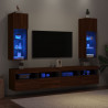 Szafki TV, z LED, 2 szt., brązowy dąb, 30,5x30x90 cm