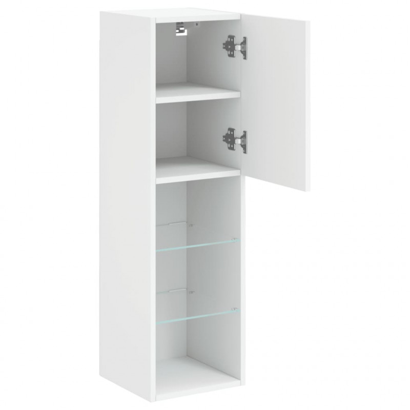 Szafki TV, z LED, 2 szt., białe, 30,5x30x102 cm