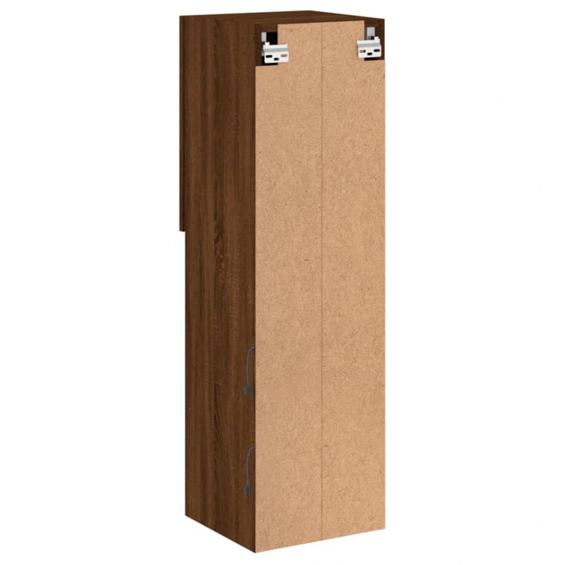 Szafki TV, z LED, 2 szt., brązowy dąb, 30,5x30x102 cm