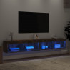 Szafki TV, z LED, 2 szt., przydymiony dąb, 100x30x30 cm