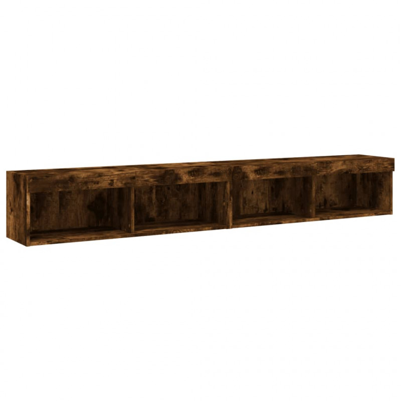 Szafki TV, z LED, 2 szt., przydymiony dąb, 100x30x30 cm