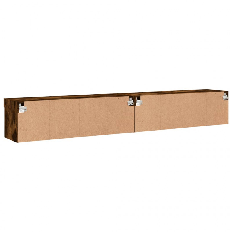 Szafki TV, z LED, 2 szt., przydymiony dąb, 100x30x30 cm