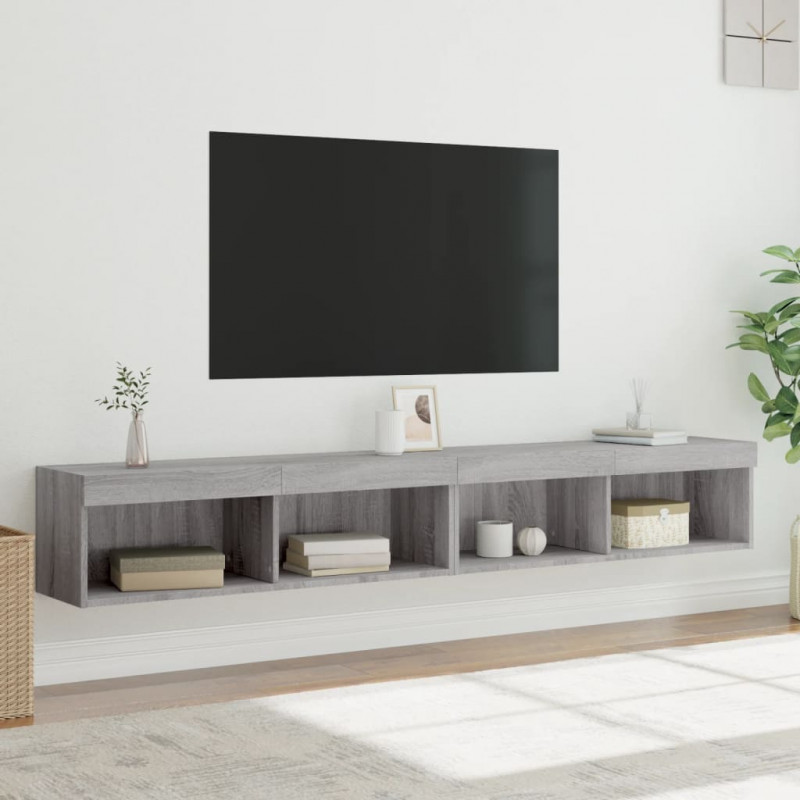 Szafki TV z LED, 2 szt., szary dąb sonoma, 100x30x30 cm