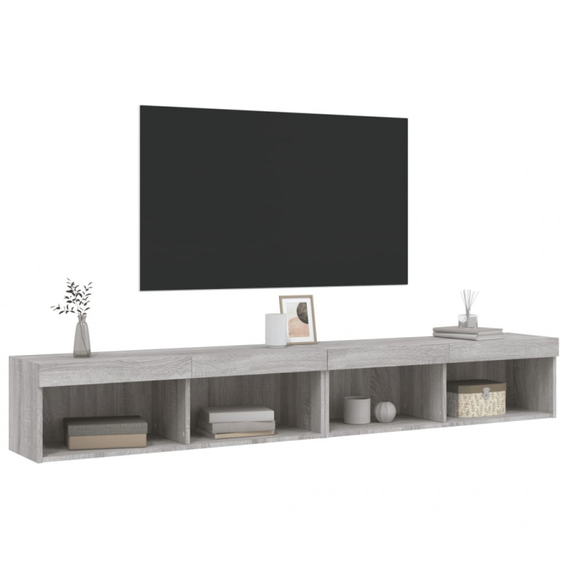 Szafki TV z LED, 2 szt., szary dąb sonoma, 100x30x30 cm