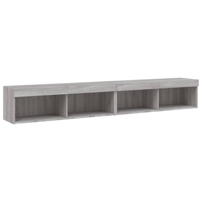 Szafki TV z LED, 2 szt., szary dąb sonoma, 100x30x30 cm