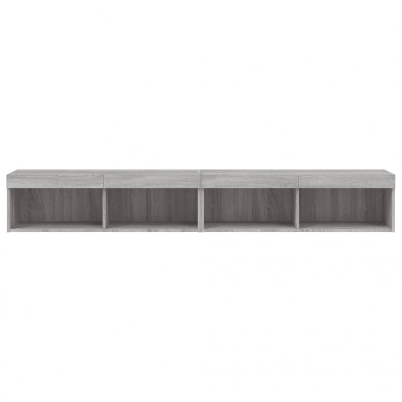 Szafki TV z LED, 2 szt., szary dąb sonoma, 100x30x30 cm