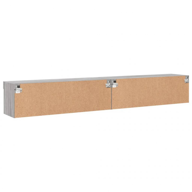 Szafki TV z LED, 2 szt., szary dąb sonoma, 100x30x30 cm