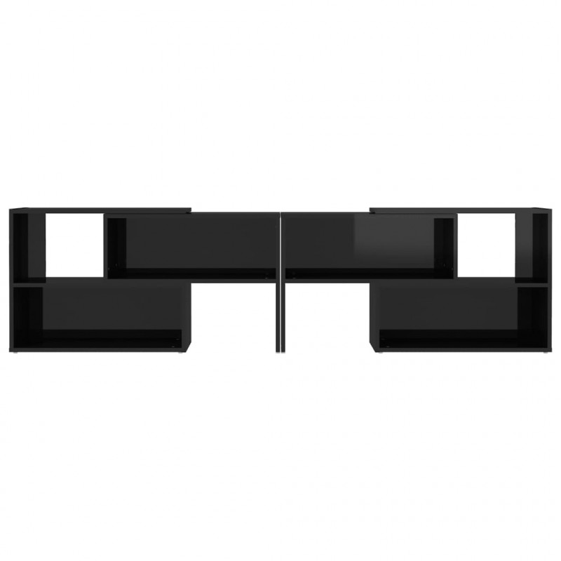 Szafka pod TV, czarna, wysoki połysk, 149x30x52 cm