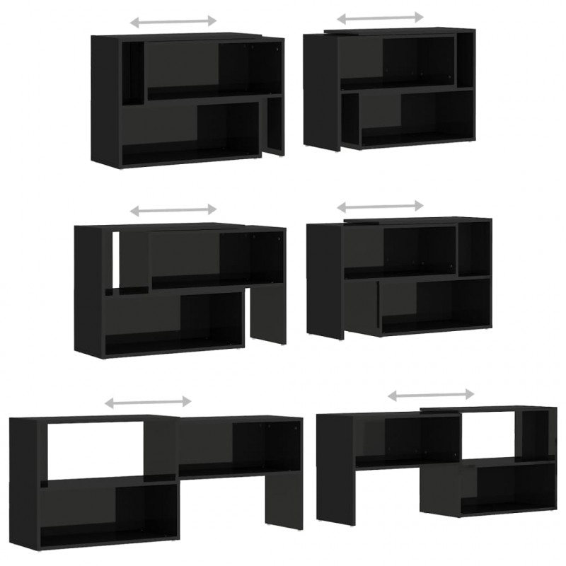 Szafka pod TV, czarna, wysoki połysk, 149x30x52 cm