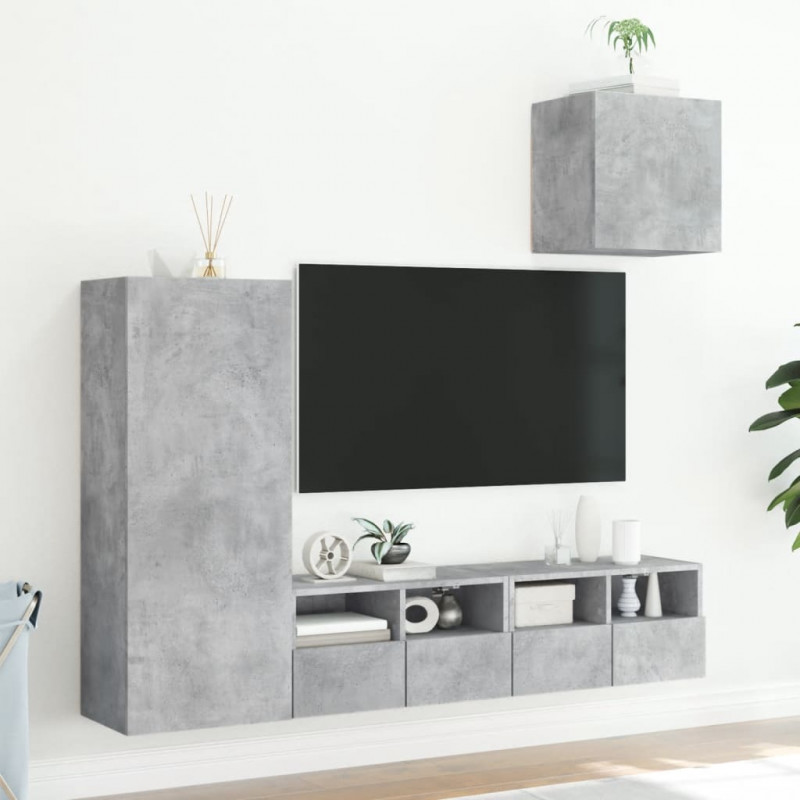 4-cz. zestaw mebli TV, szarość betonu, materiał drewnopochodny