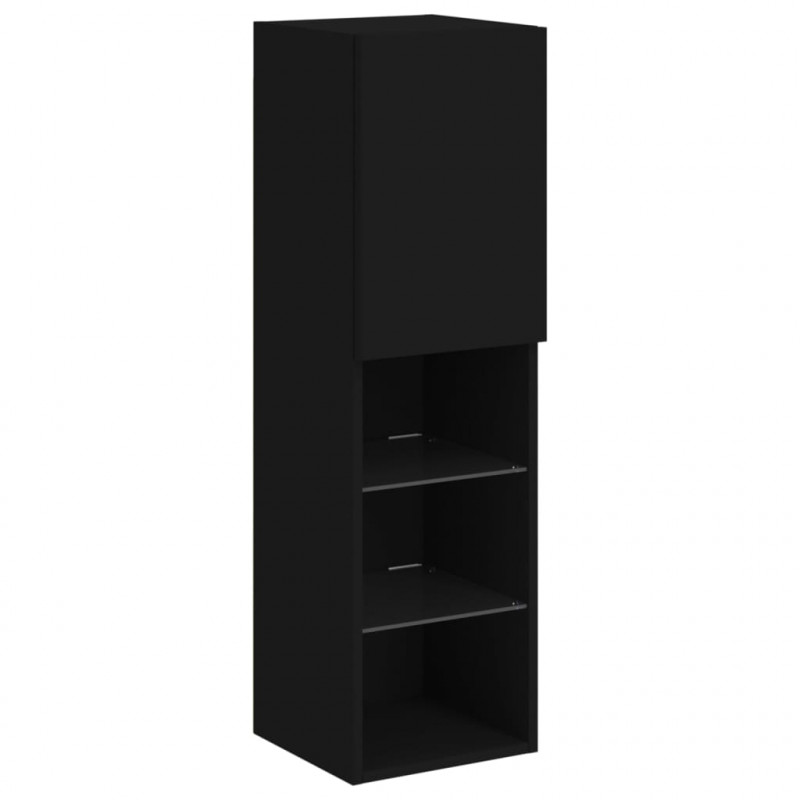 5-częściowy zestaw mebli TV z LED, czarny
