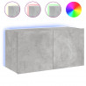 Ścienna szafka TV z LED, szarość betonu, 80x35x41 cm