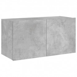 Ścienna szafka TV z LED, szarość betonu, 80x35x41 cm