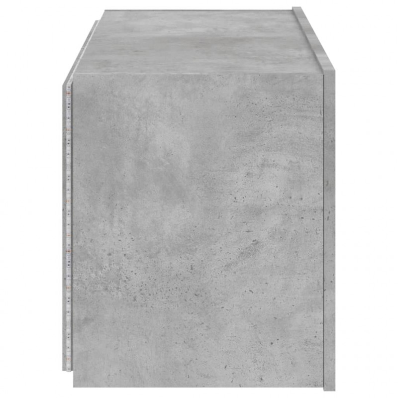 Ścienna szafka TV z LED, szarość betonu, 80x35x41 cm