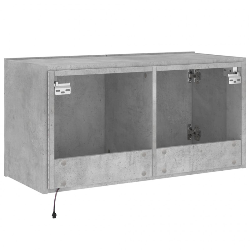 Ścienna szafka TV z LED, szarość betonu, 80x35x41 cm