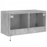 Ścienna szafka TV z LED, szarość betonu, 80x35x41 cm