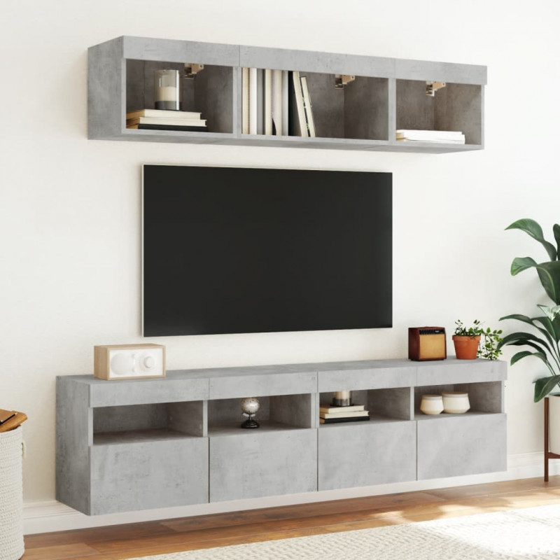 5-częściowy zestaw mebli TV z LED, szarość betonu