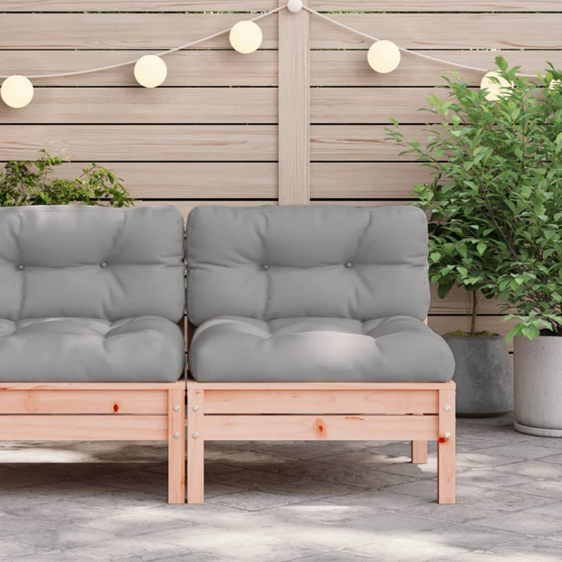 Ogrodowa sofa bez podłokietników, z poduszkami, daglezja
