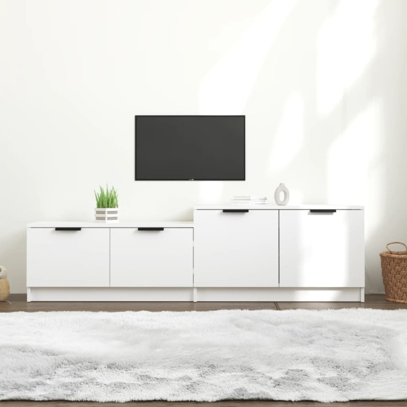 Szafka pod TV, biała, 158,5x36x45 cm, materia drewnopochodny