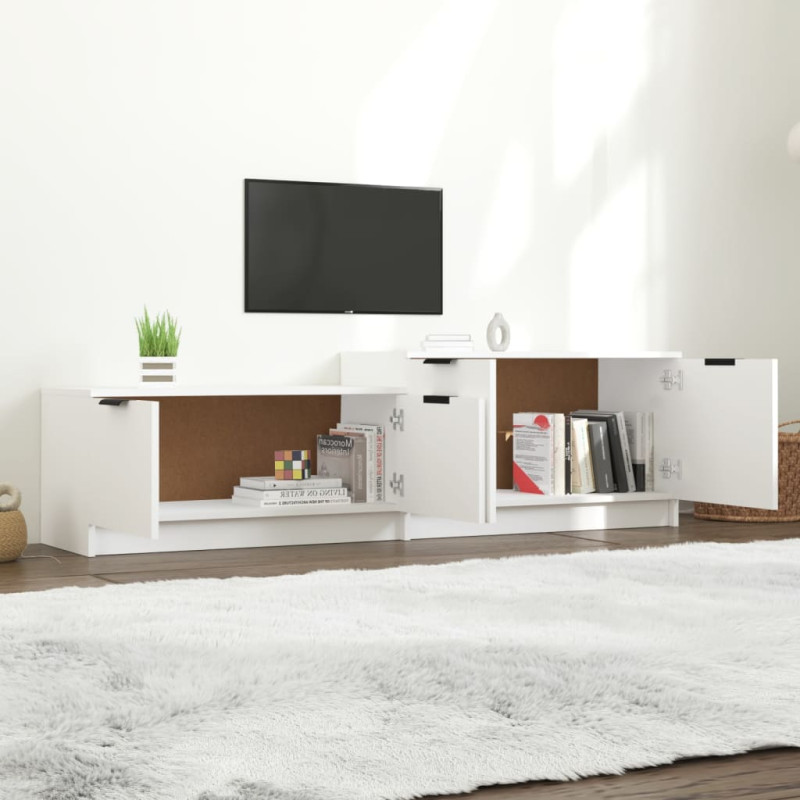 Szafka pod TV, biała, 158,5x36x45 cm, materia drewnopochodny