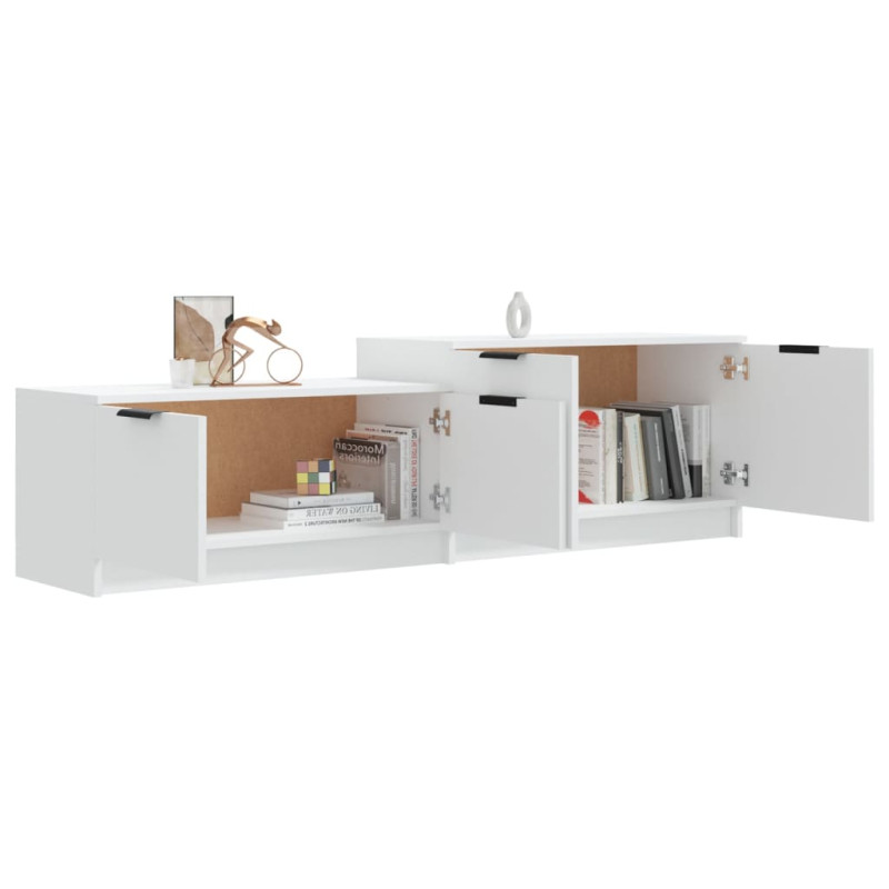 Szafka pod TV, biała, 158,5x36x45 cm, materia drewnopochodny