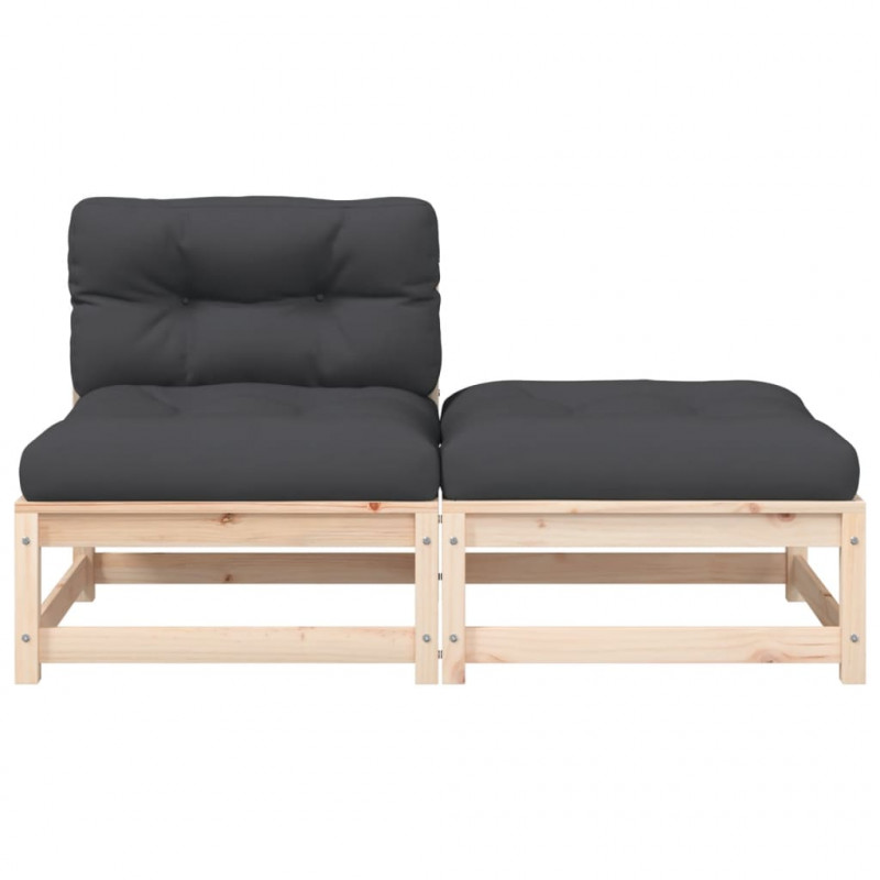 Ogrodowa sofa bez podłokietników, z poduszkami i podnóżkiem