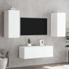 4-cz. zestaw mebli TV z LED, biały, materiał drewnopochodny
