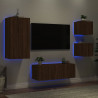 5-częściowy zestaw mebli TV z LED, brązowy dąb