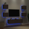 6-częściowy zestaw mebli TV z LED, brązowy dąb