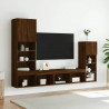 4-częściowy zestaw mebli TV z LED, brązowy dąb