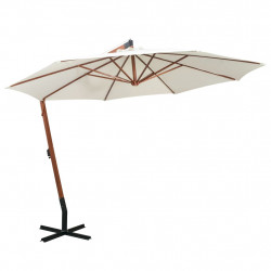 Parasol ogrodowy wiszący, 350 cm, drewniany, biały