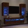 5-częściowy zestaw mebli TV z LED, brązowy dąb