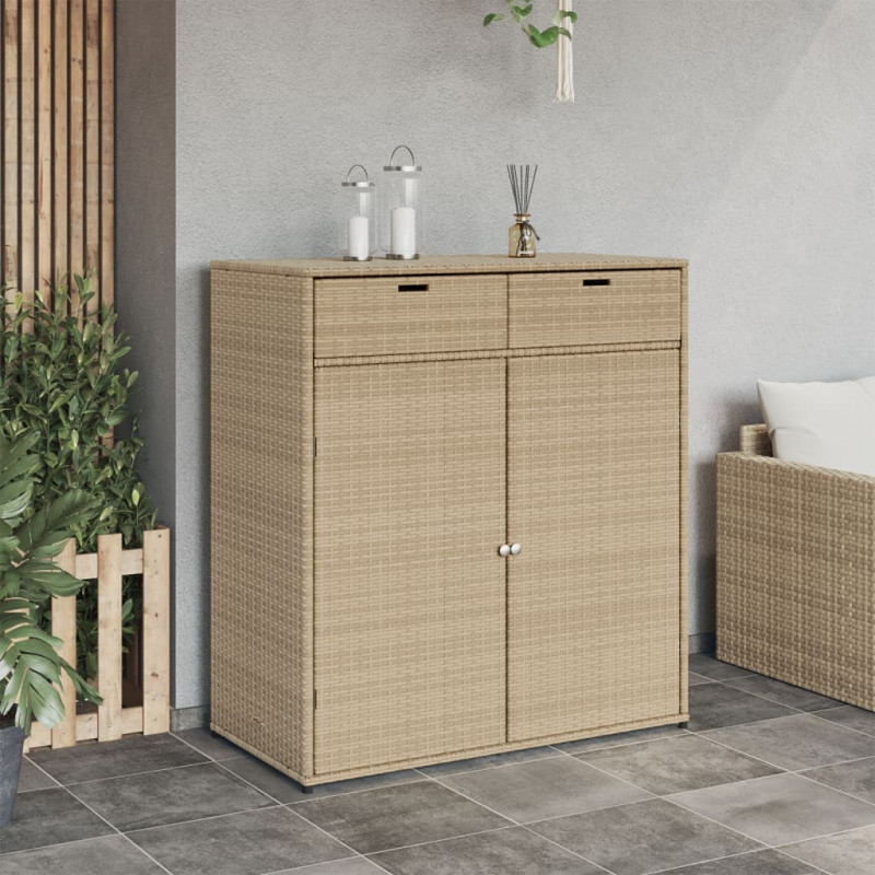 Szafka ogrodowa, beżowa, 105x55x113 cm, polirattan
