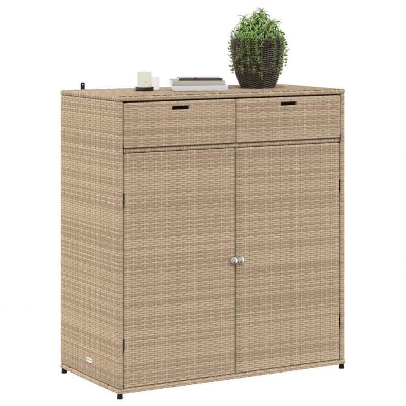 Szafka ogrodowa, beżowa, 105x55x113 cm, polirattan