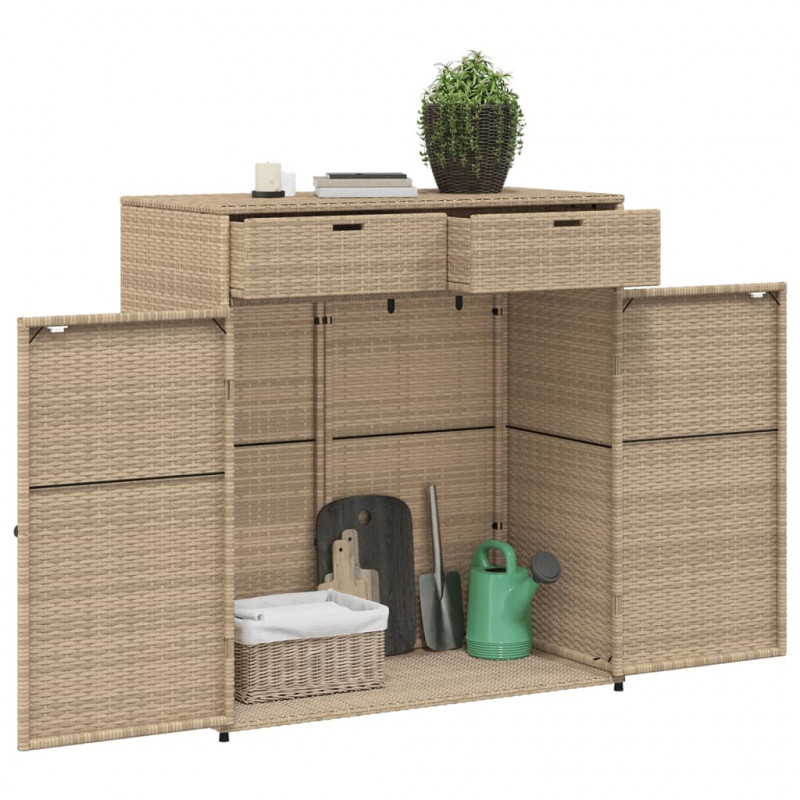 Szafka ogrodowa, beżowa, 105x55x113 cm, polirattan