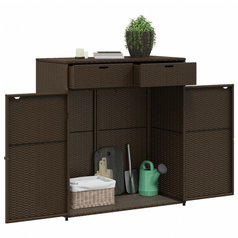 Szafka ogrodowa, brązowa, 105x55x113 cm, polirattan