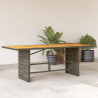 Stół ogrodowy z akacjowym blatem, szary 190x80x74 cm, rattan PE