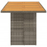 Stół ogrodowy z akacjowym blatem, szary 190x80x74 cm, rattan PE
