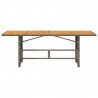 Stół ogrodowy z akacjowym blatem, szary 190x80x74 cm, rattan PE