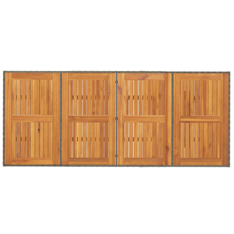 Stół ogrodowy z akacjowym blatem, szary 190x80x74 cm, rattan PE