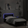 Rama łóżka z wezgłowiem i LED, czarna, 75x190 cm